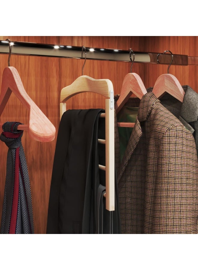 هابي هوم علاقة بنطلونات خشبية متعددة الطبقات لتوفير المساحة – منظم خزانة 4 طبقات للبناطيل، الجينز، الأوشحة، الأحزمة والملابس الأخرى، تصميم أنيق ومتين يحافظ على الملابس بدون تجاعيد، يوفر ترتيبًا عمليًا ومرتبًا لكل خزانة، مثالي للمساحات الصغيرة وللحفاظ على الملابس منظمة وسهلة الوصول، إضافة رائعة لأي غرفة نوم أو خزانة 25*38 سم - Image 4